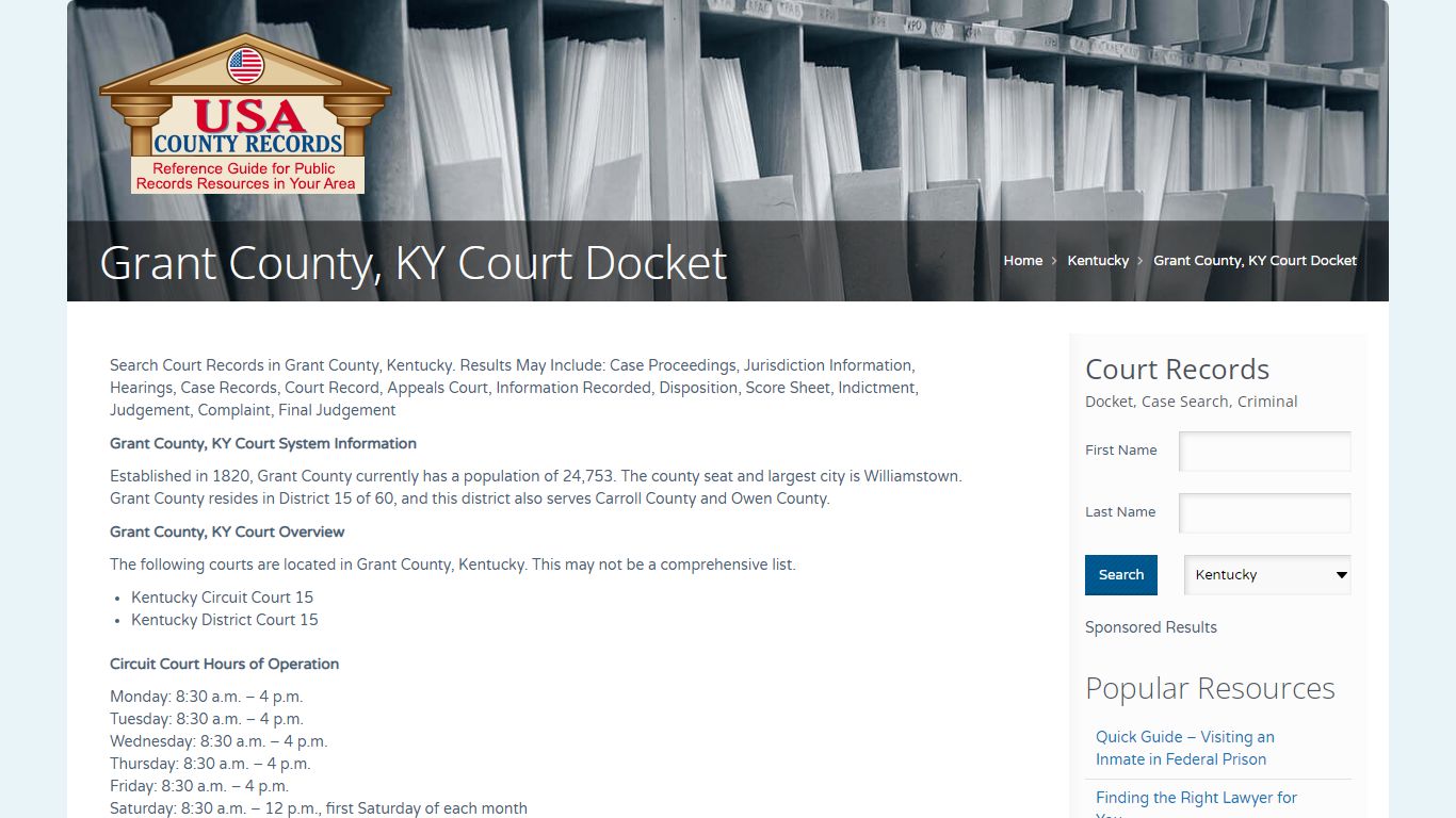 Grant County, KY Court Docket | Name Search
